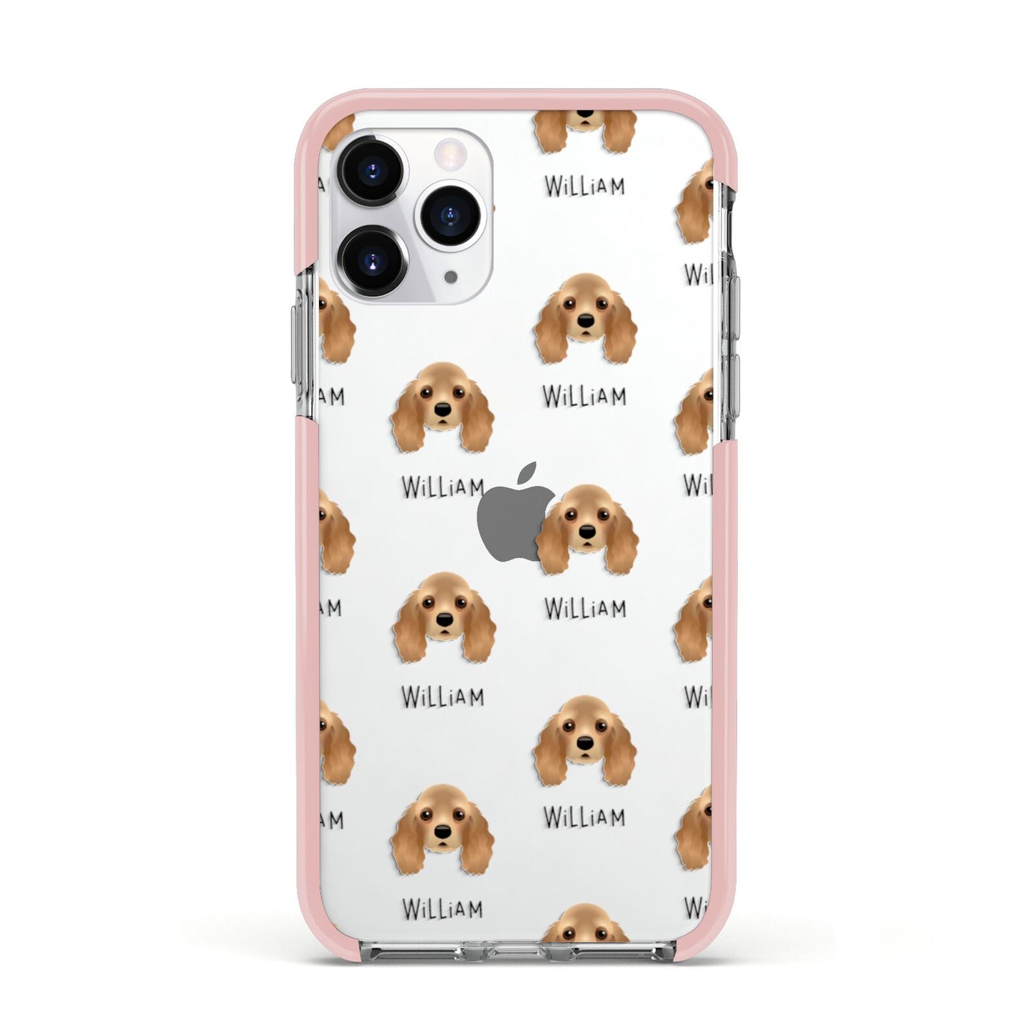 American Cocker Spaniel Icon with Name Apple iPhone 11 Pro in Silver with Pink Impact Case