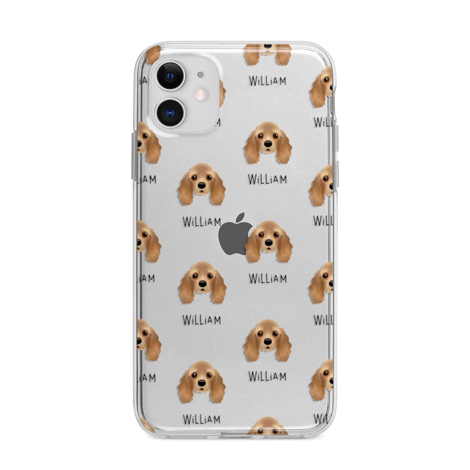 American Cocker Spaniel Icon with Name Apple iPhone 11 in White with Bumper Case