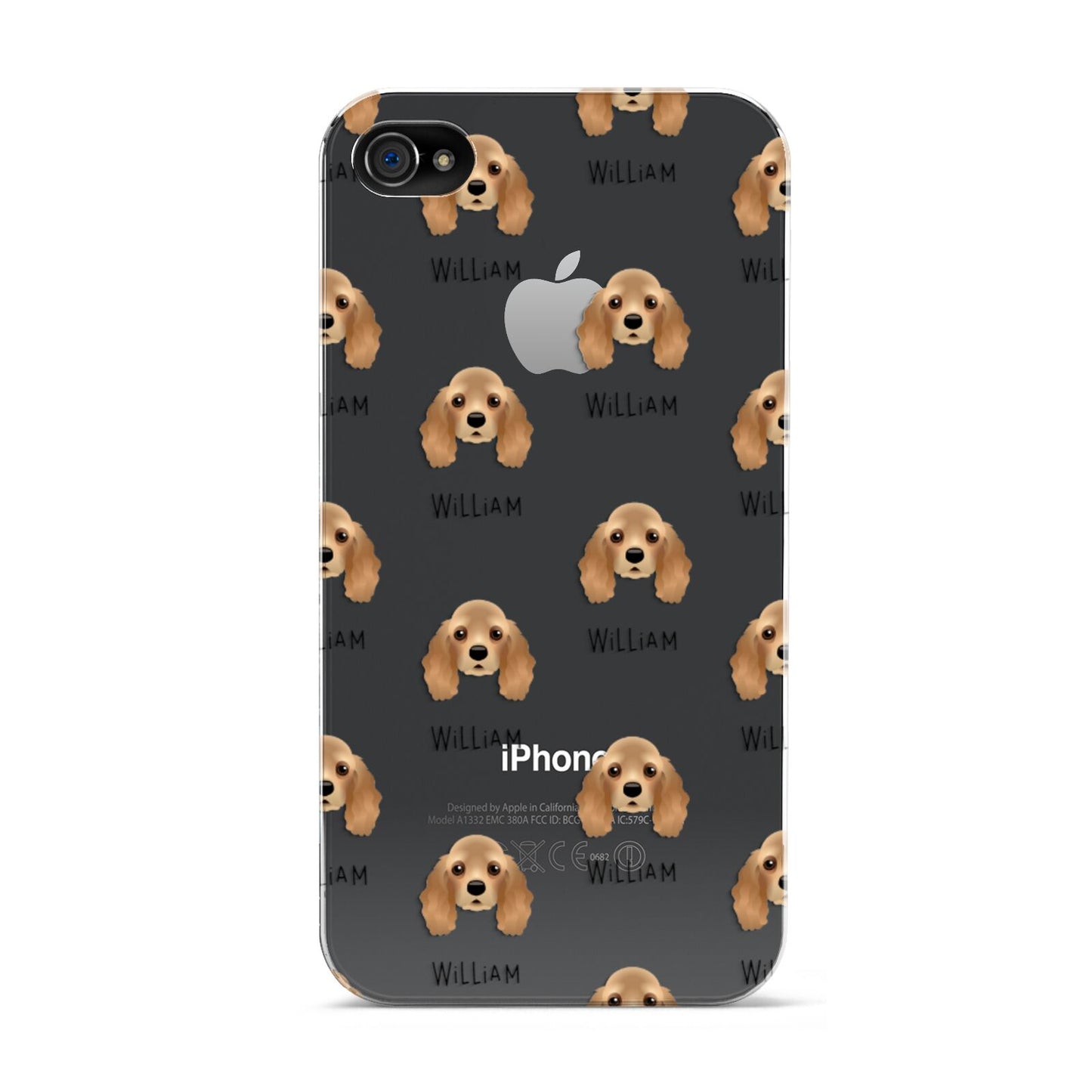 American Cocker Spaniel Icon with Name Apple iPhone 4s Case