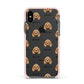 American Cocker Spaniel Icon with Name Apple iPhone Xs Impact Case Pink Edge on Black Phone