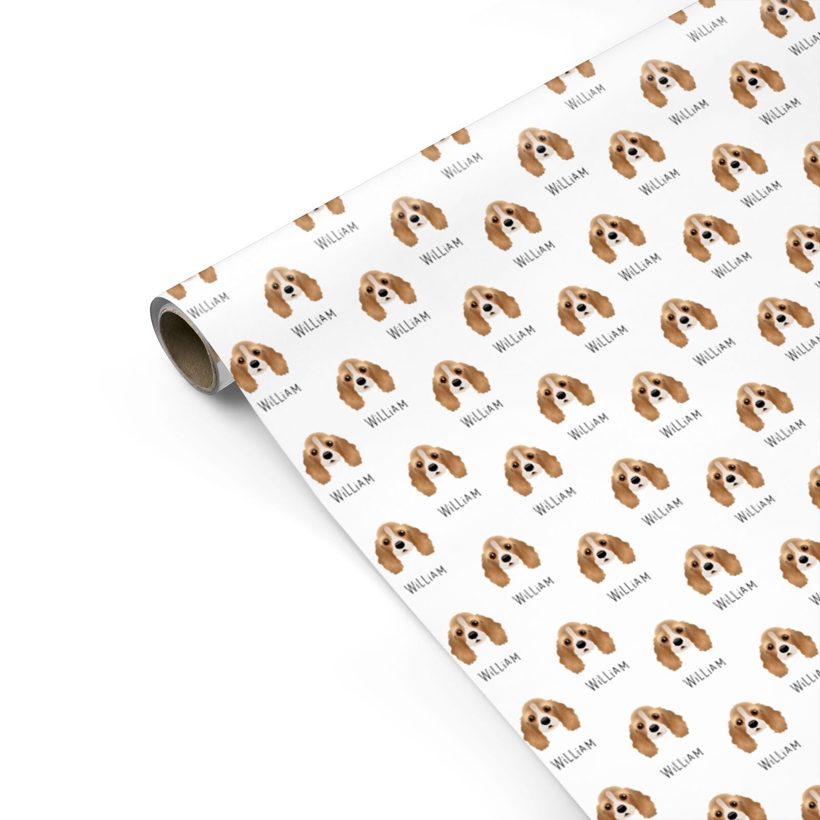American Cocker Spaniel Icon with Name Personalised Gift Wrap