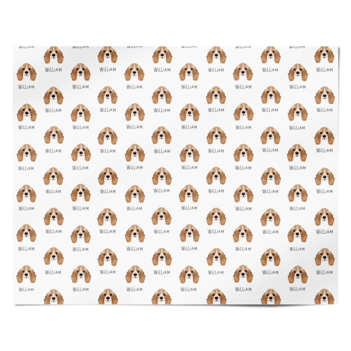 American Cocker Spaniel Icon with Name Personalised Wrapping Paper Alternative