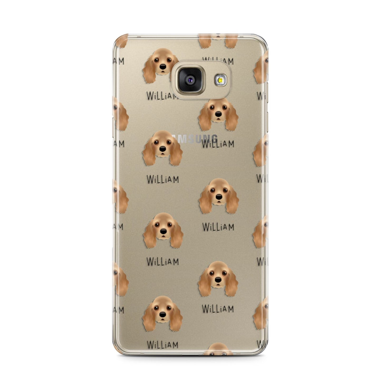 American Cocker Spaniel Icon with Name Samsung Galaxy A7 2016 Case on gold phone