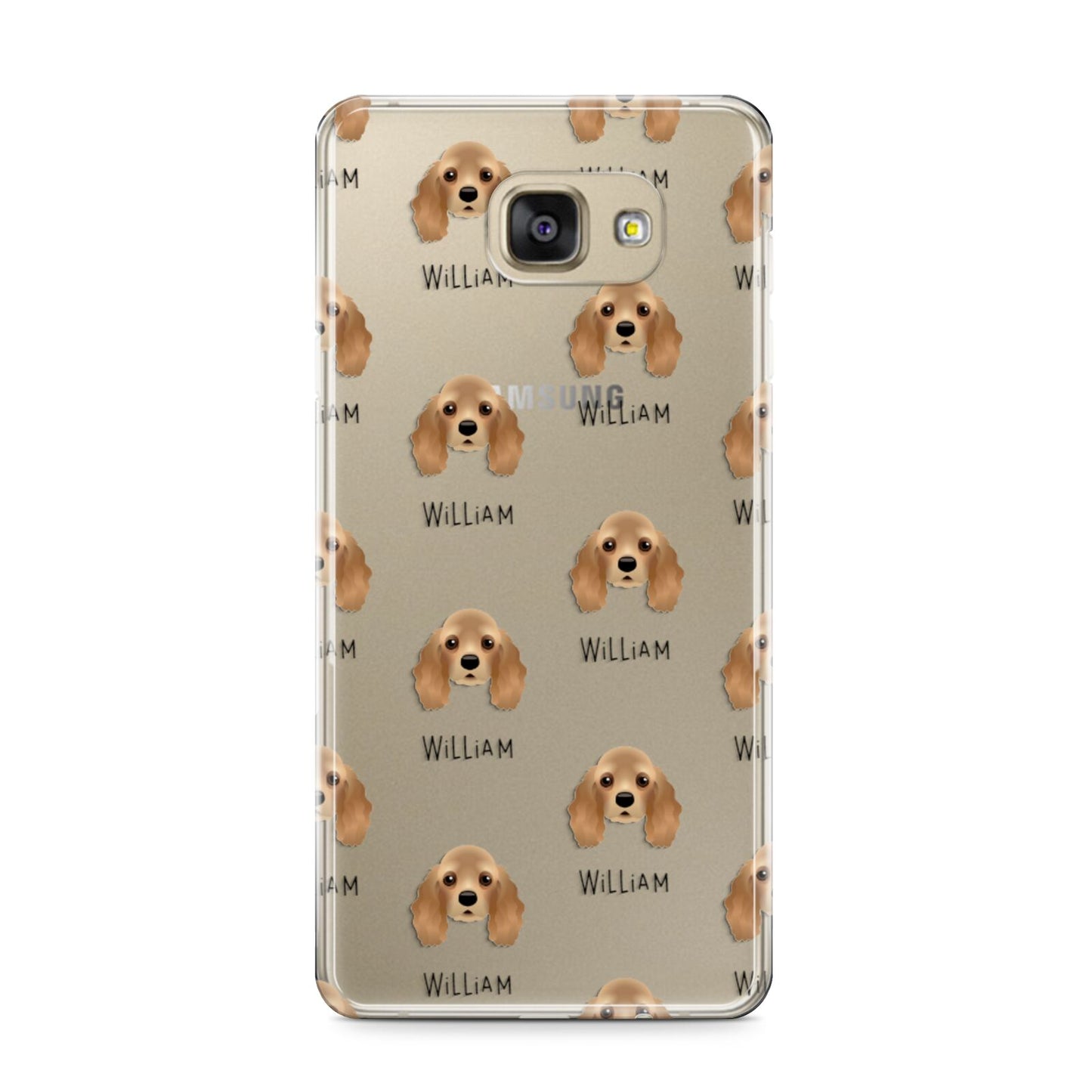 American Cocker Spaniel Icon with Name Samsung Galaxy A9 2016 Case on gold phone