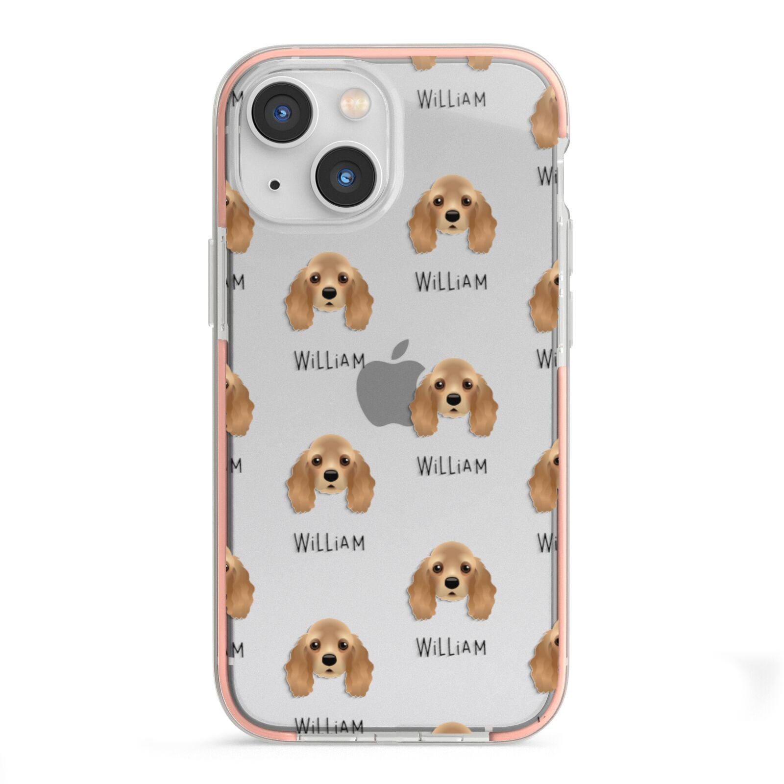 American Cocker Spaniel Icon with Name iPhone 13 Mini TPU Impact Case with Pink Edges