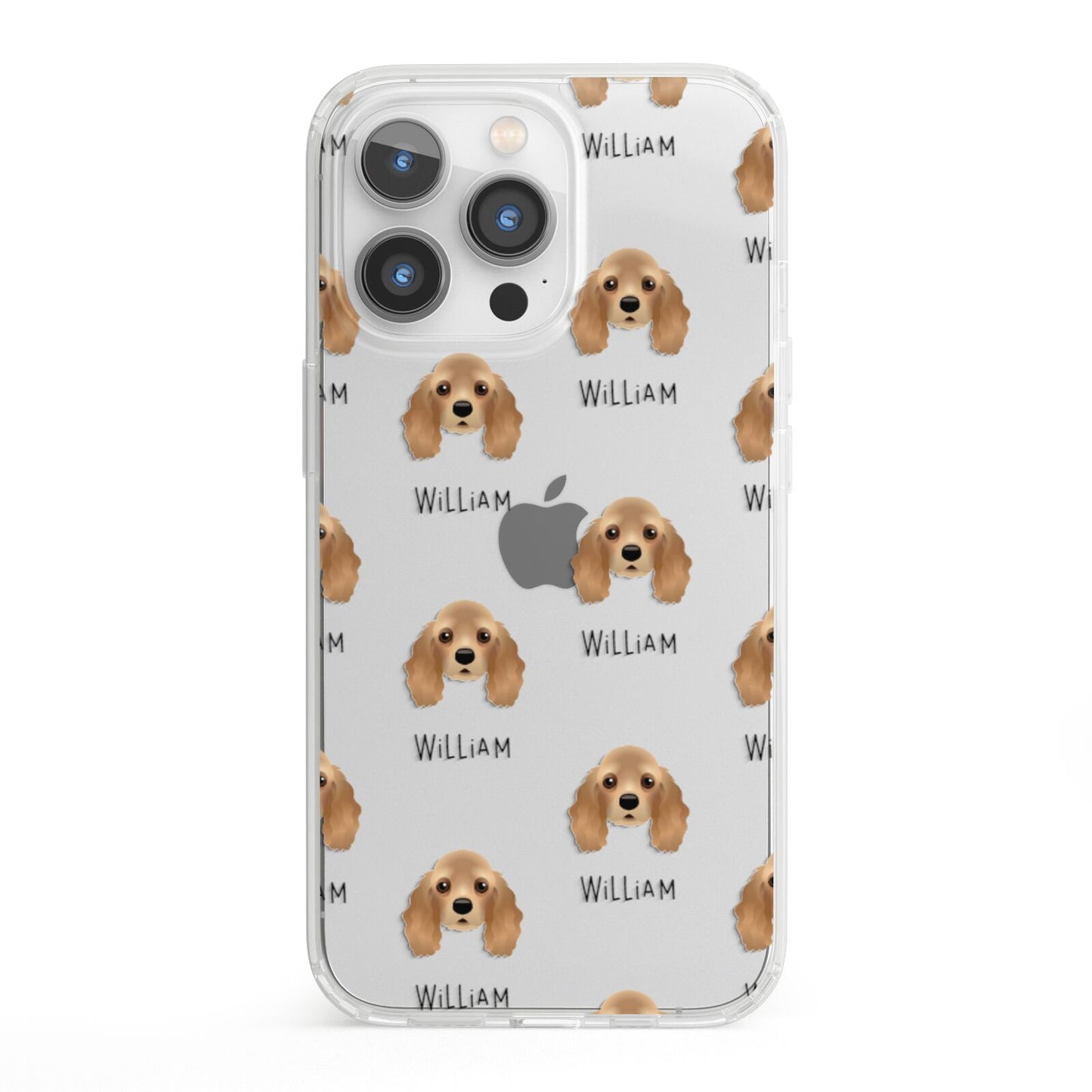 American Cocker Spaniel Icon with Name iPhone 13 Pro Clear Bumper Case