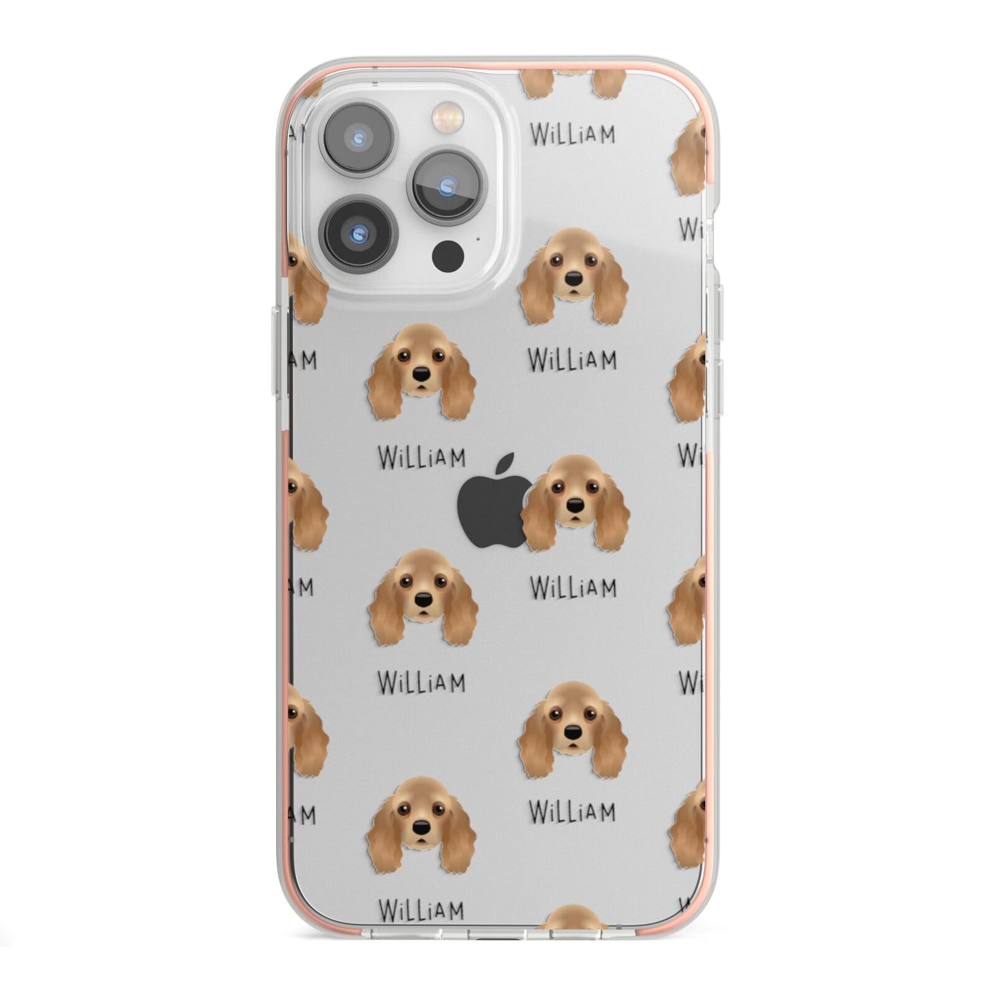 American Cocker Spaniel Icon with Name iPhone 13 Pro Max TPU Impact Case with Pink Edges