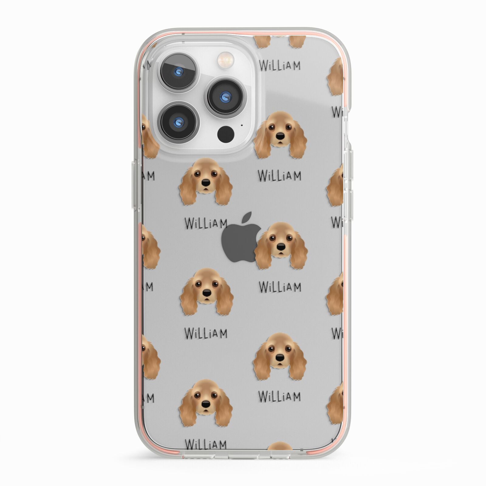 American Cocker Spaniel Icon with Name iPhone 13 Pro TPU Impact Case with Pink Edges