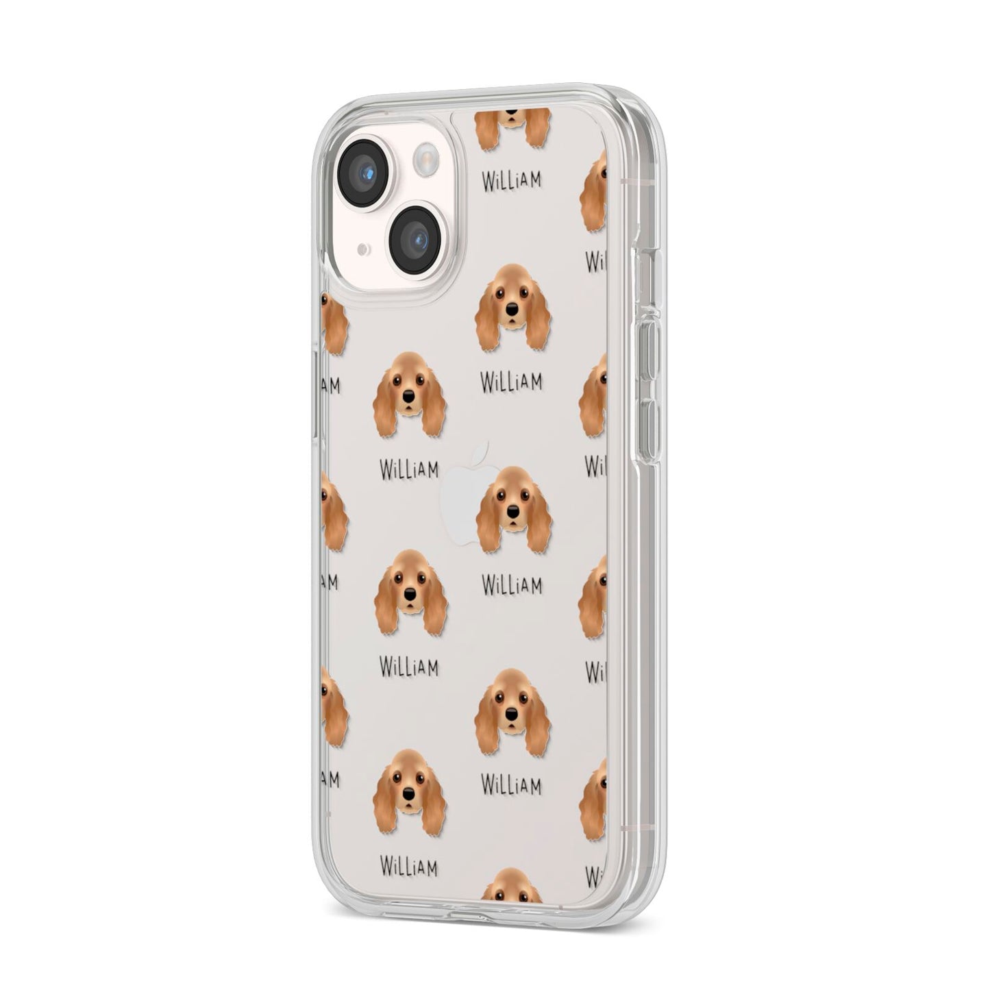 American Cocker Spaniel Icon with Name iPhone 14 Clear Tough Case Starlight Angled Image