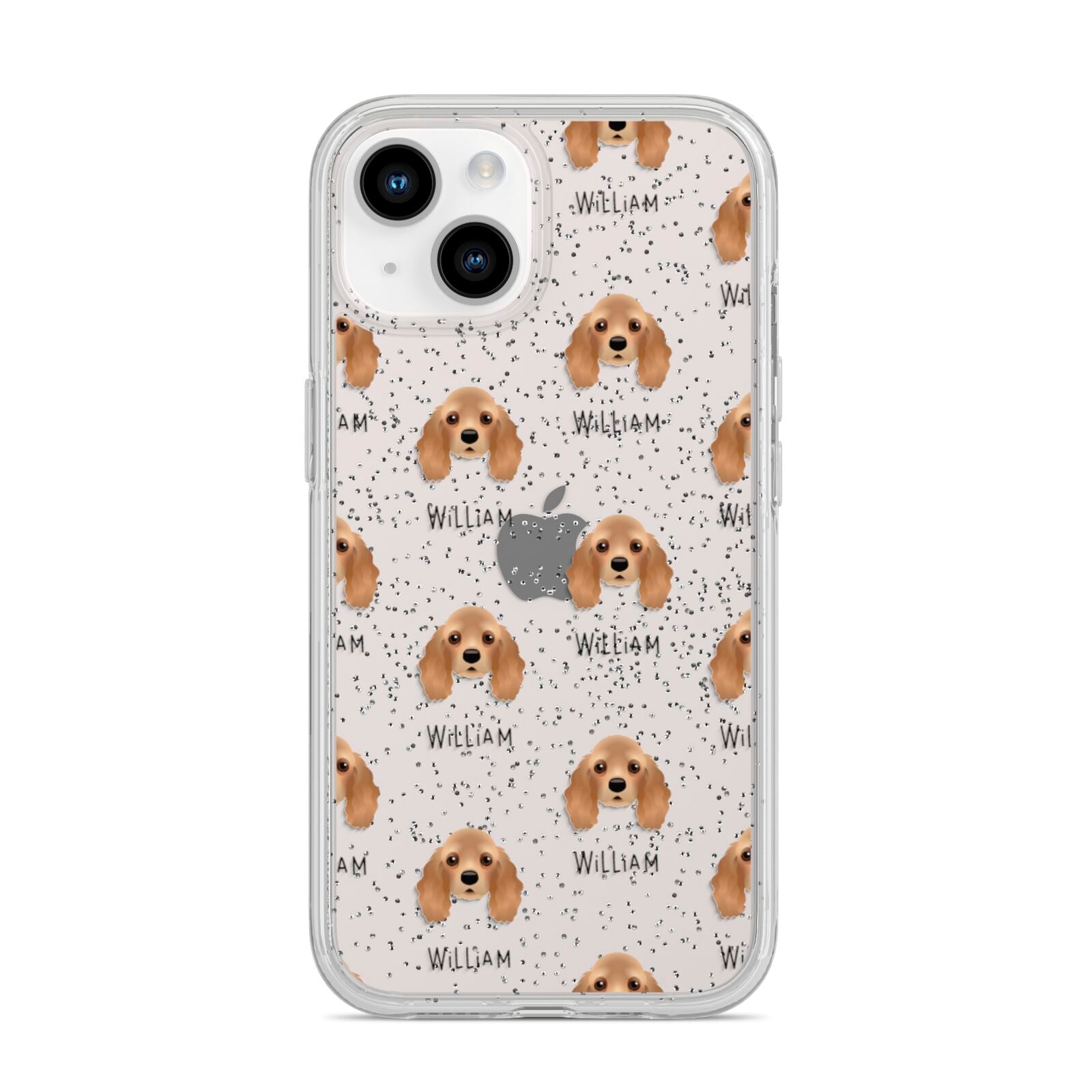 American Cocker Spaniel Icon with Name iPhone 14 Glitter Tough Case Starlight