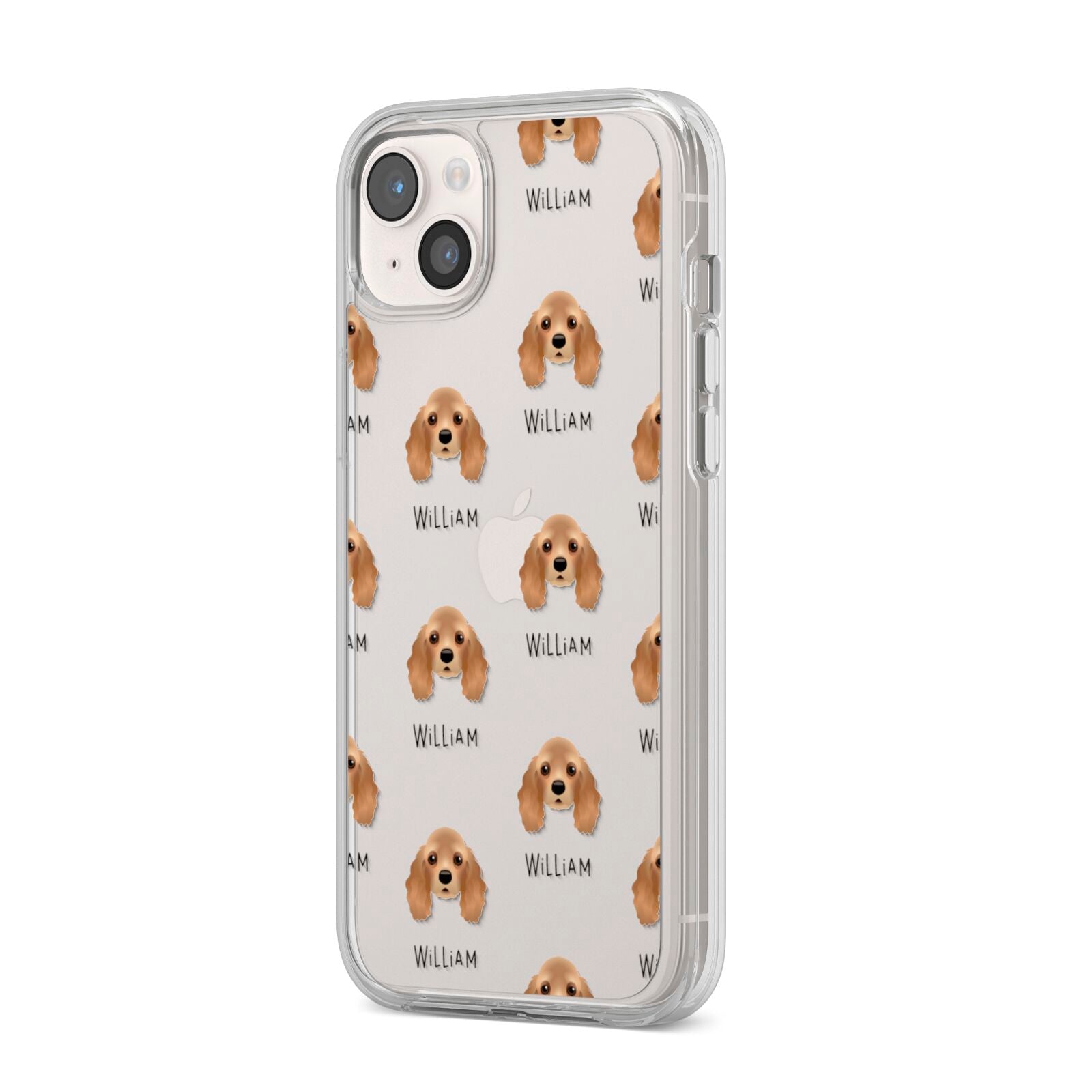 American Cocker Spaniel Icon with Name iPhone 14 Plus Clear Tough Case Starlight Angled Image