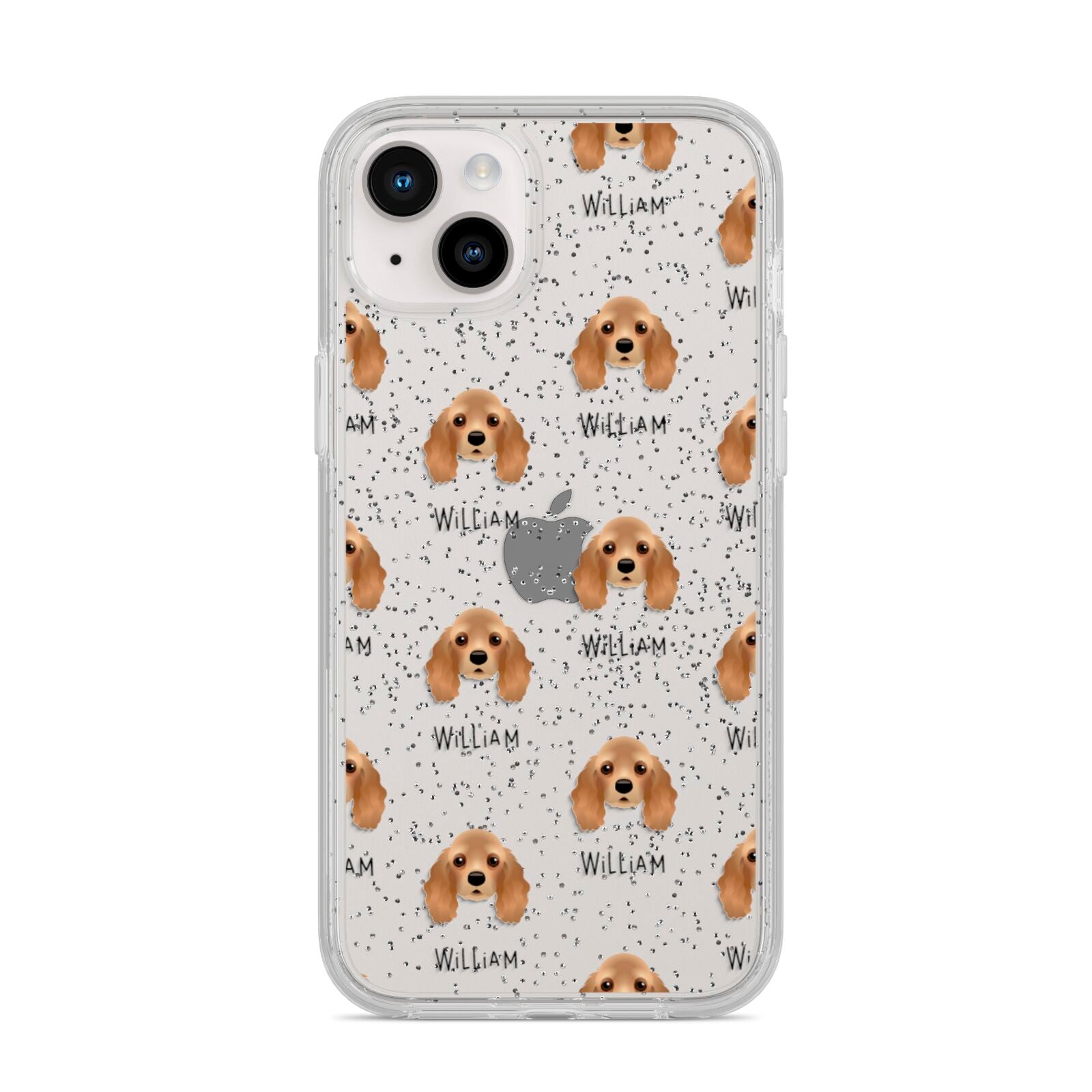 American Cocker Spaniel Icon with Name iPhone 14 Plus Glitter Tough Case Starlight