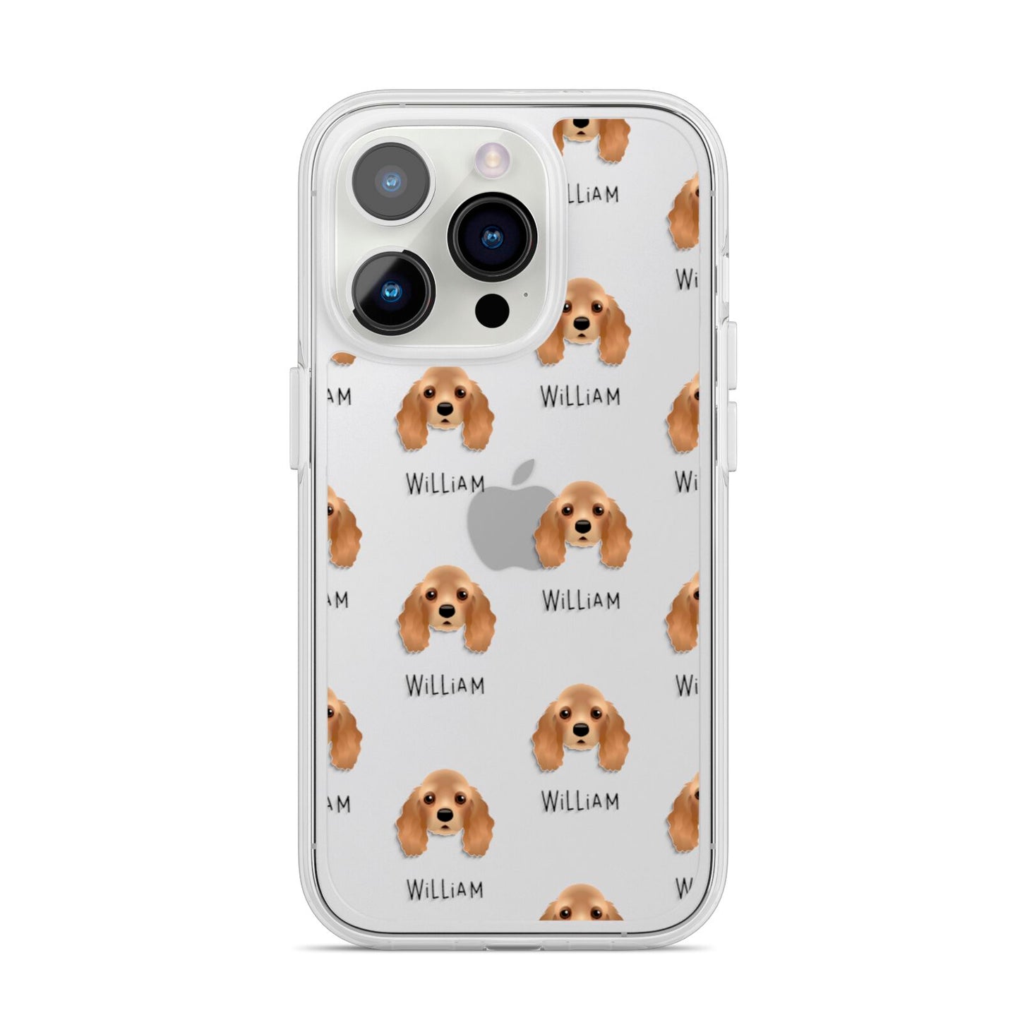 American Cocker Spaniel Icon with Name iPhone 14 Pro Clear Tough Case Silver