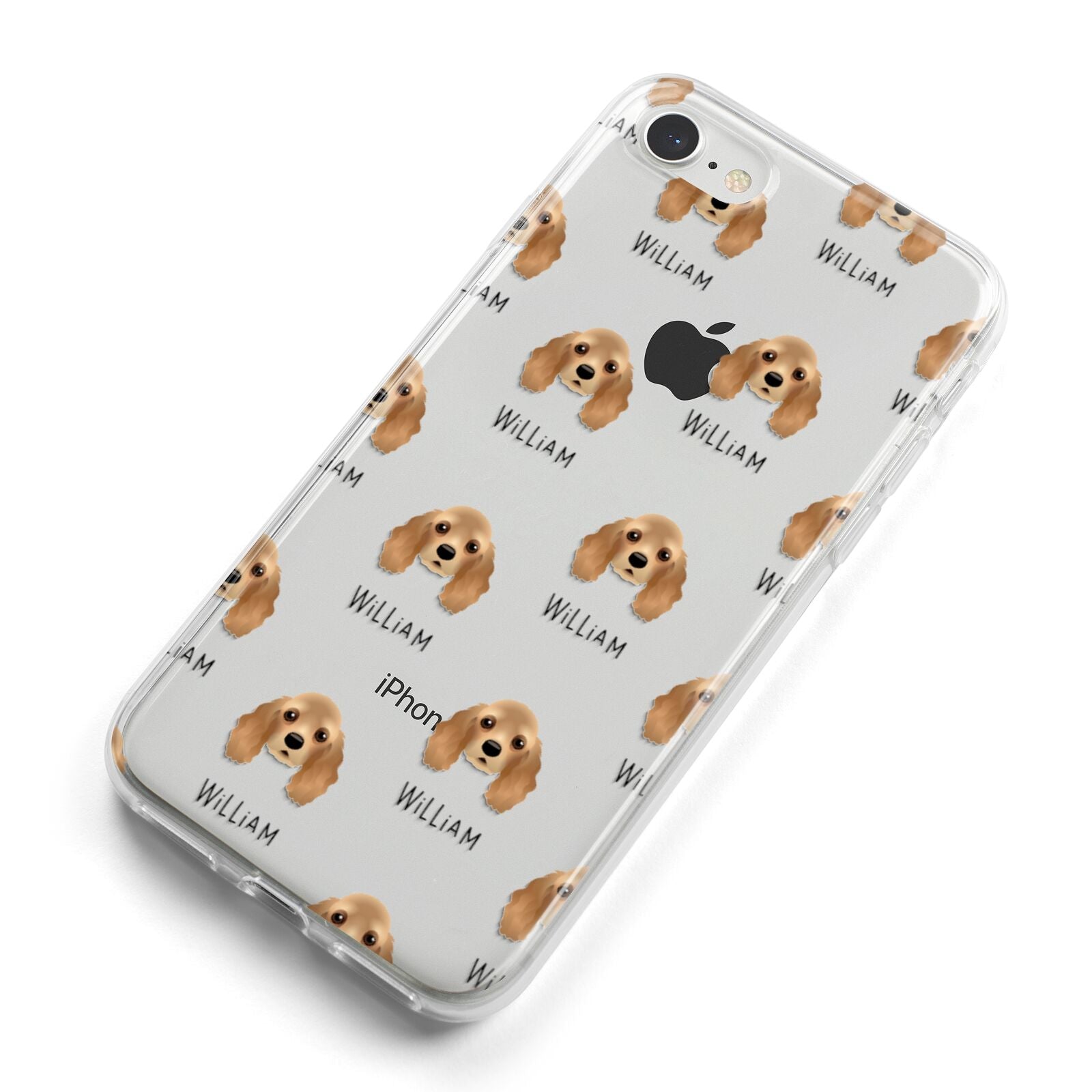 American Cocker Spaniel Icon with Name iPhone 8 Bumper Case on Silver iPhone Alternative Image