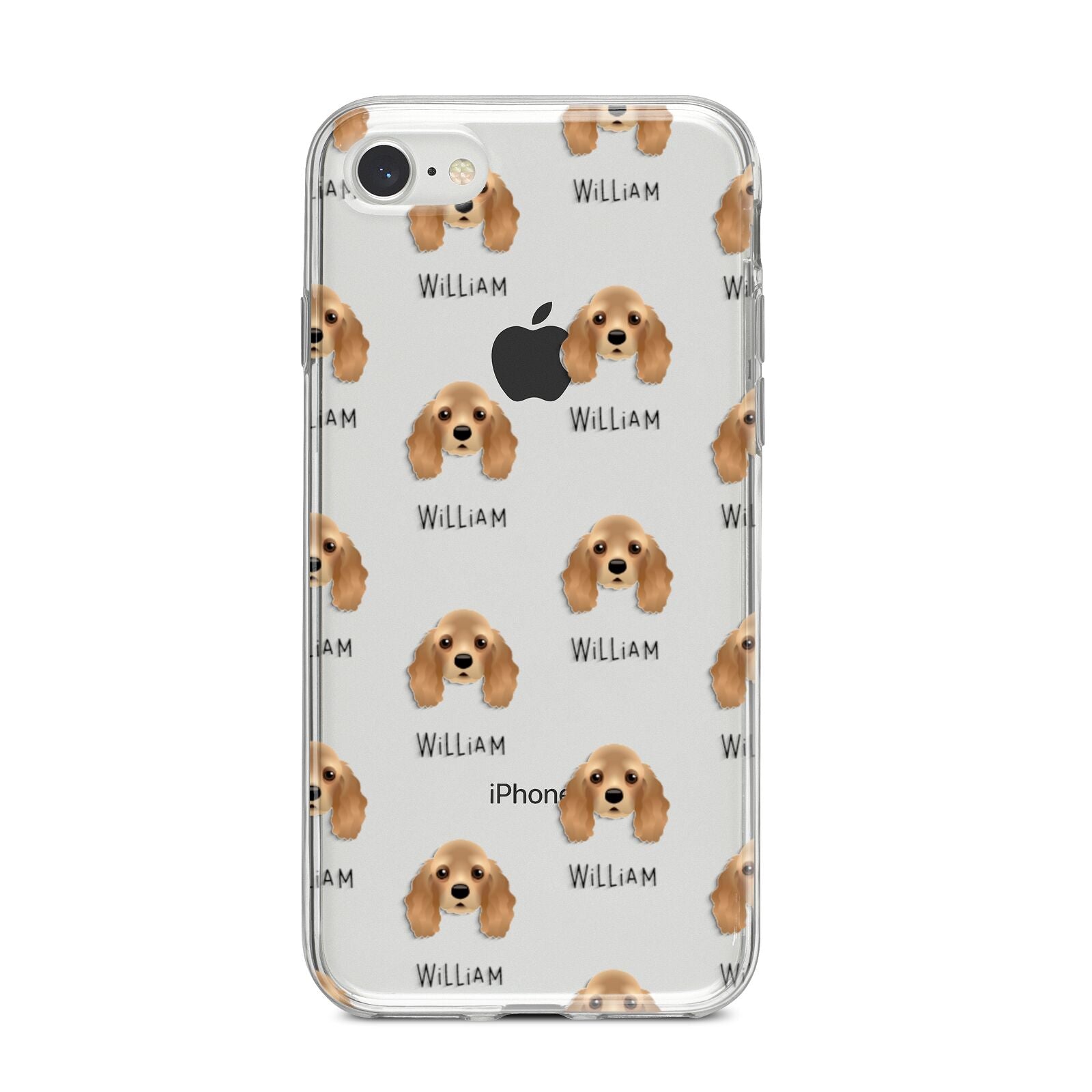 American Cocker Spaniel Icon with Name iPhone 8 Bumper Case on Silver iPhone