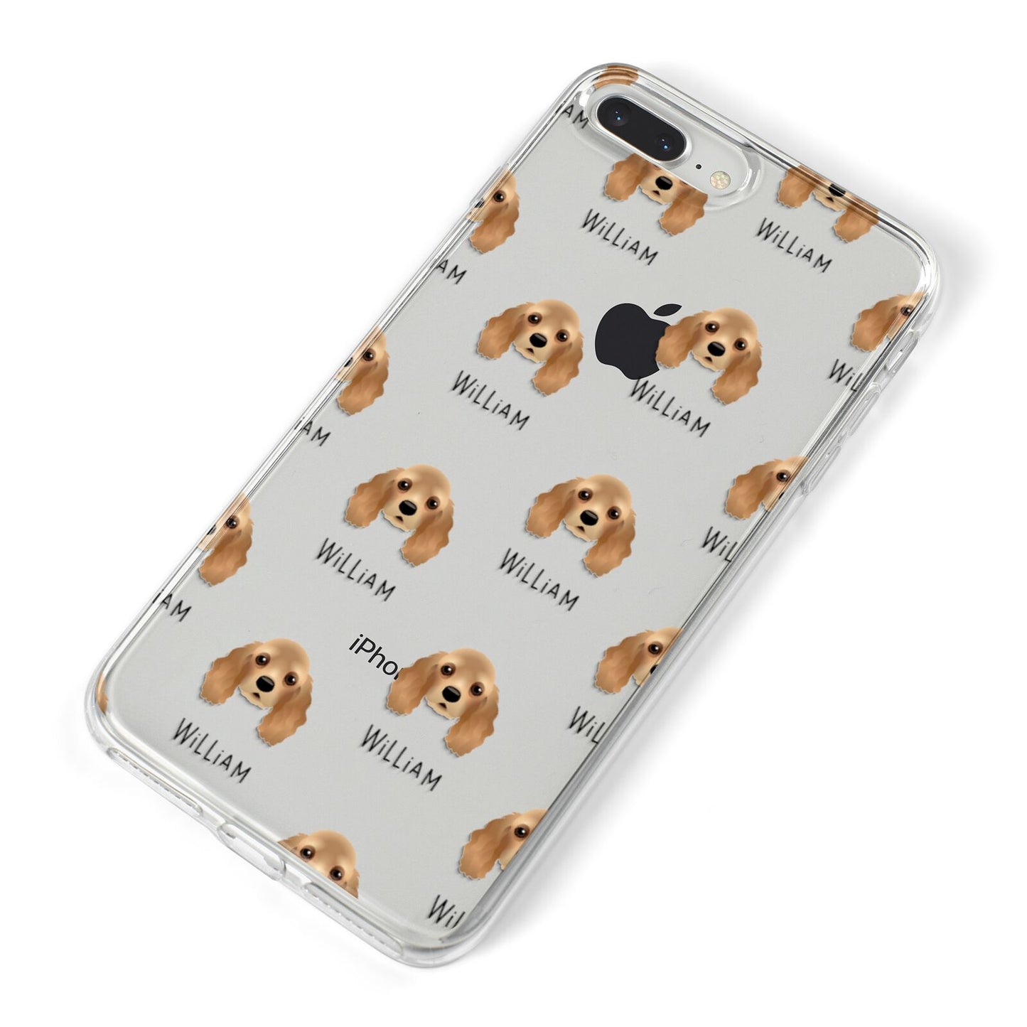 American Cocker Spaniel Icon with Name iPhone 8 Plus Bumper Case on Silver iPhone Alternative Image