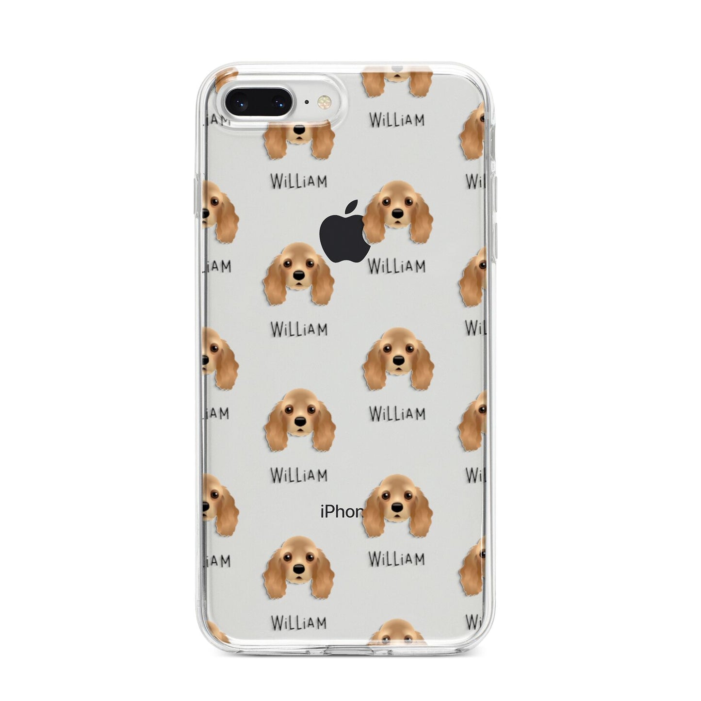 American Cocker Spaniel Icon with Name iPhone 8 Plus Bumper Case on Silver iPhone