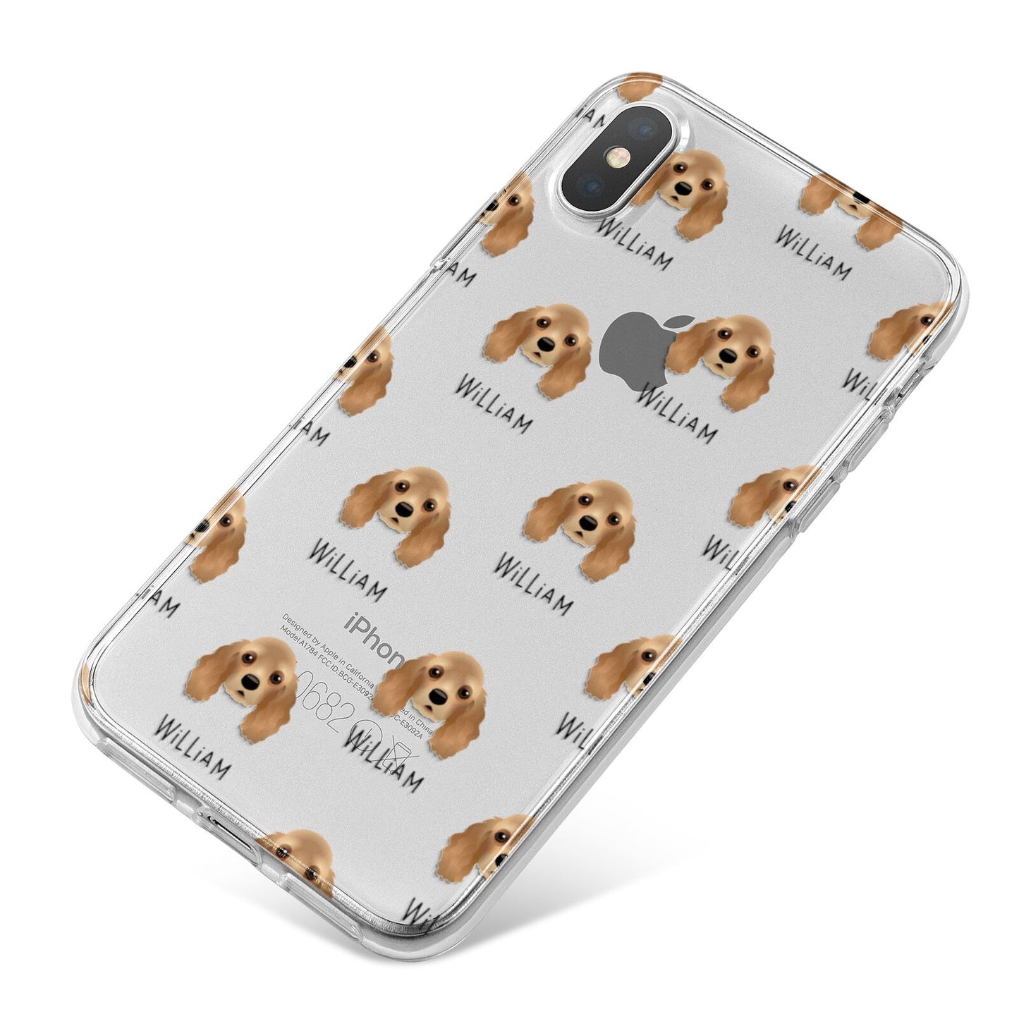 American Cocker Spaniel Icon with Name iPhone X Bumper Case on Silver iPhone