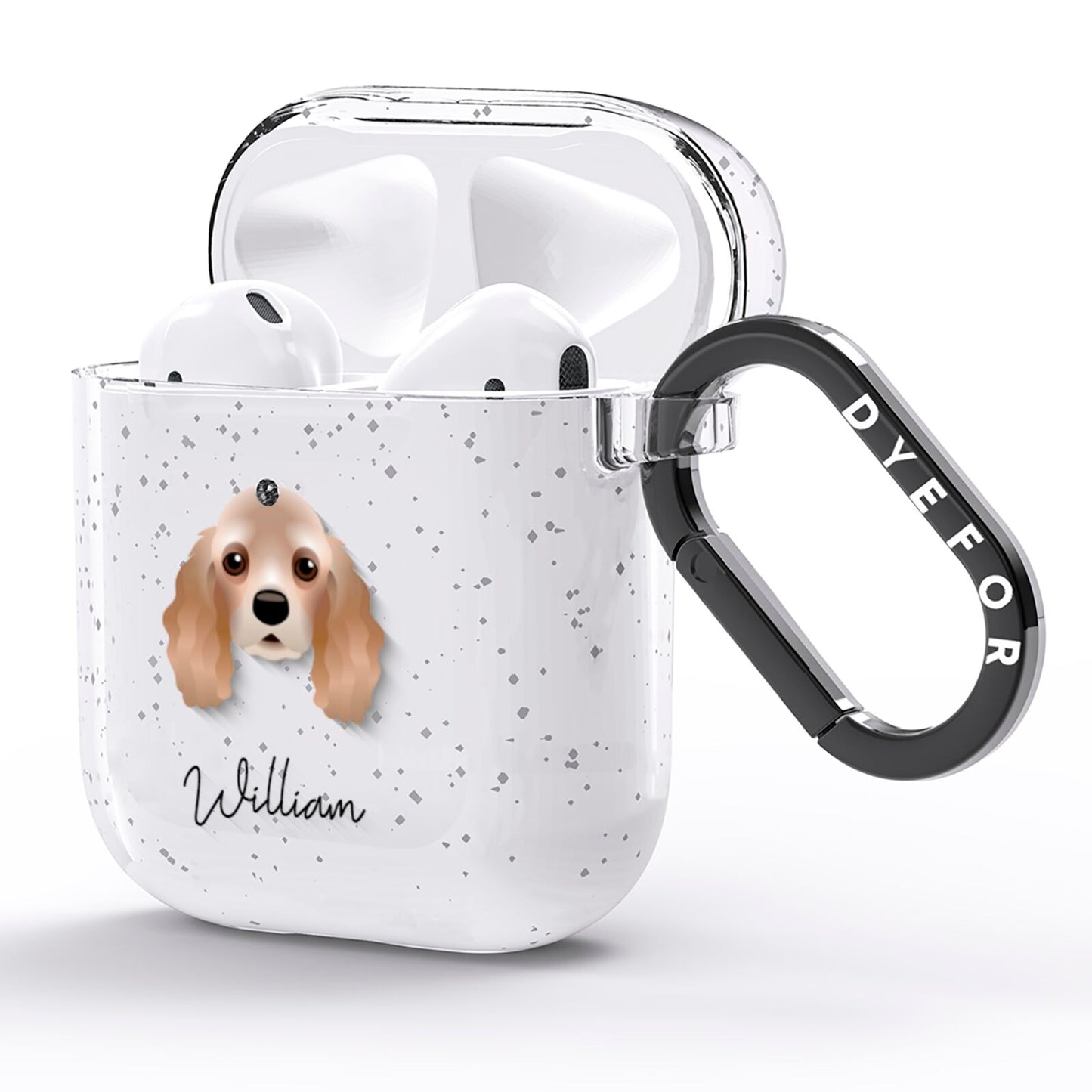 American Cocker Spaniel Personalised AirPods Glitter Case Side Image