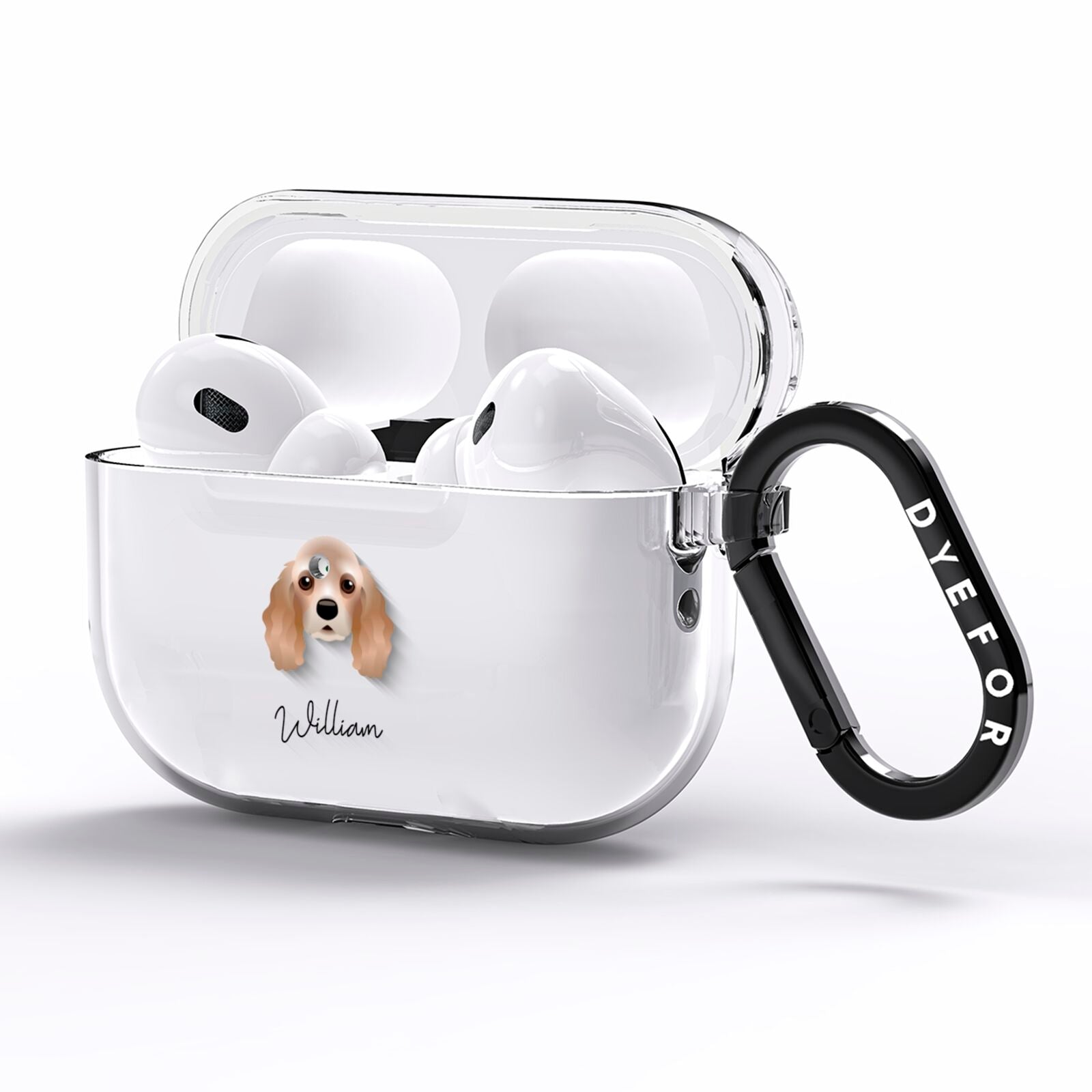 American Cocker Spaniel Personalised AirPods Pro Clear Case Side Image