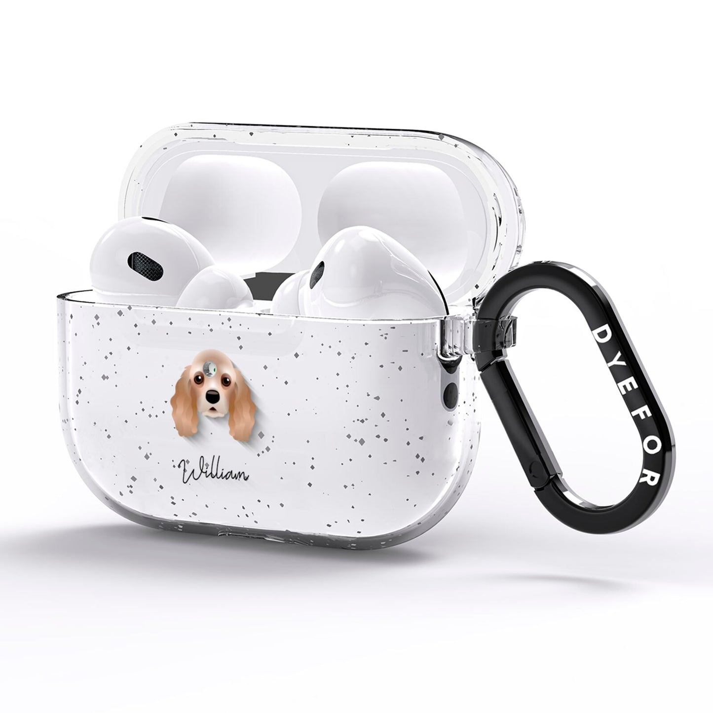 American Cocker Spaniel Personalised AirPods Pro Glitter Case Side Image
