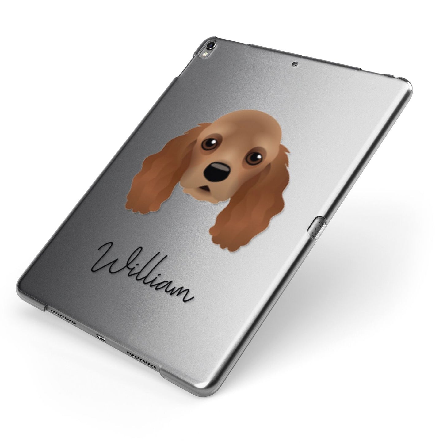 American Cocker Spaniel Personalised Apple iPad Case on Grey iPad Side View