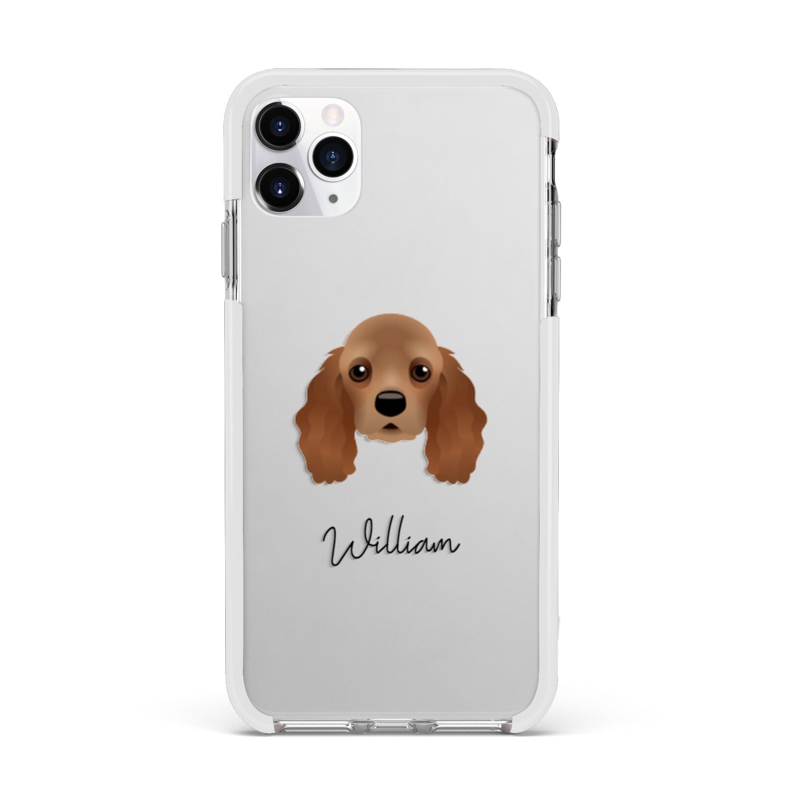 American Cocker Spaniel Personalised Apple iPhone 11 Pro Max in Silver with White Impact Case