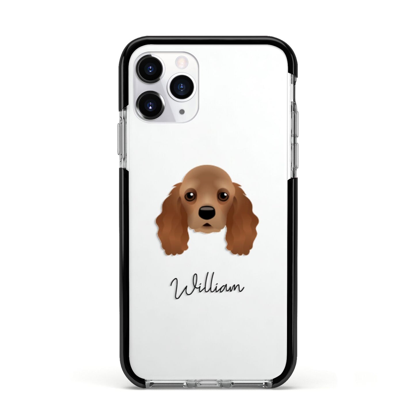 American Cocker Spaniel Personalised Apple iPhone 11 Pro in Silver with Black Impact Case