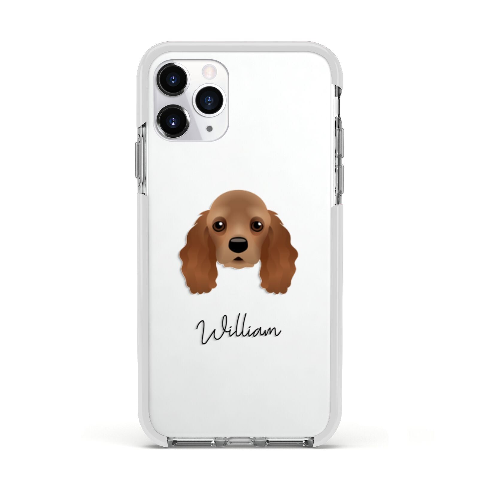 American Cocker Spaniel Personalised Apple iPhone 11 Pro in Silver with White Impact Case