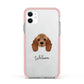 American Cocker Spaniel Personalised Apple iPhone 11 in White with Pink Impact Case