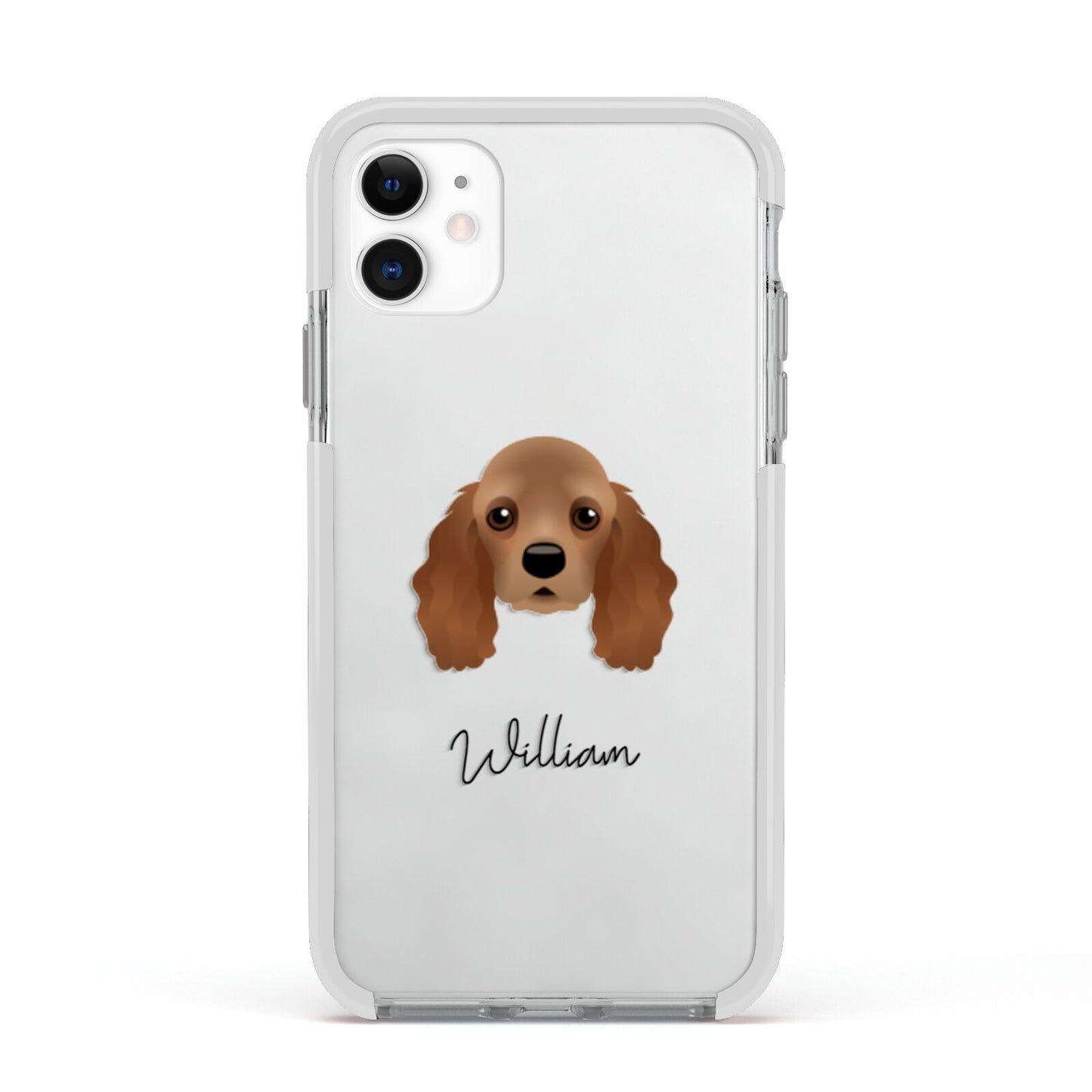 American Cocker Spaniel Personalised Apple iPhone 11 in White with White Impact Case