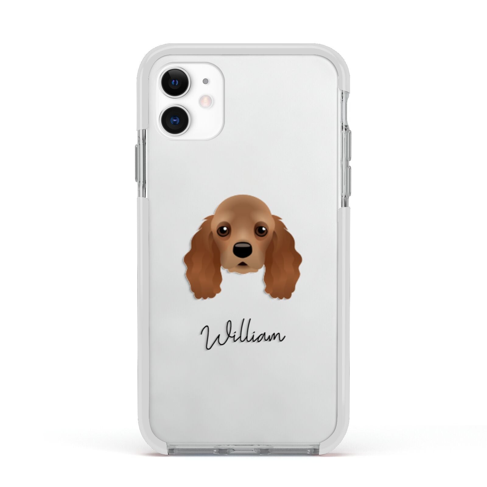 American Cocker Spaniel Personalised Apple iPhone 11 in White with White Impact Case