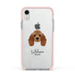 American Cocker Spaniel Personalised Apple iPhone XR Impact Case Pink Edge on Silver Phone