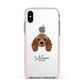 American Cocker Spaniel Personalised Apple iPhone Xs Impact Case Pink Edge on Silver Phone