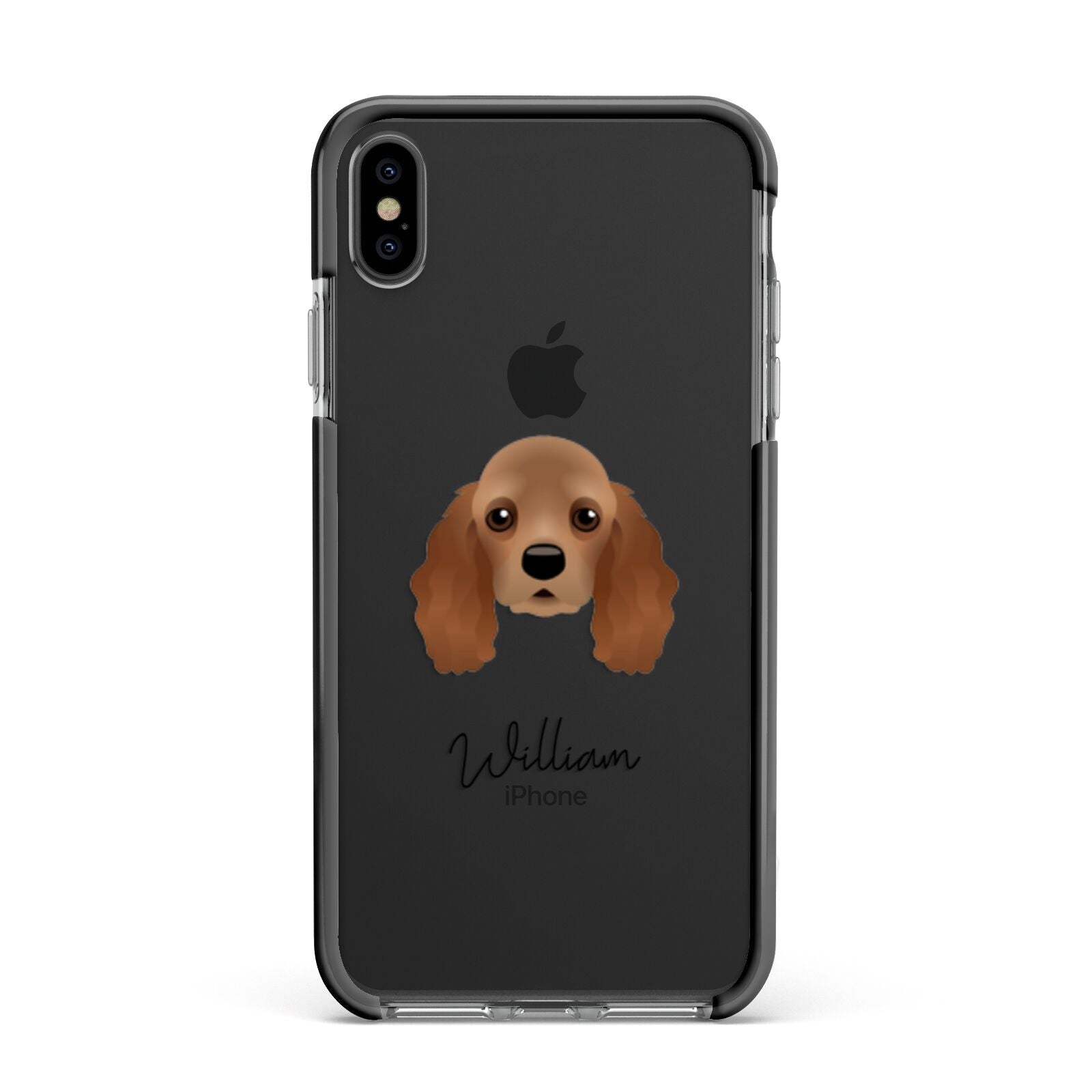 American Cocker Spaniel Personalised Apple iPhone Xs Max Impact Case Black Edge on Black Phone