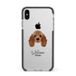 American Cocker Spaniel Personalised Apple iPhone Xs Max Impact Case Black Edge on Silver Phone