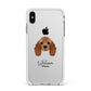 American Cocker Spaniel Personalised Apple iPhone Xs Max Impact Case White Edge on Silver Phone