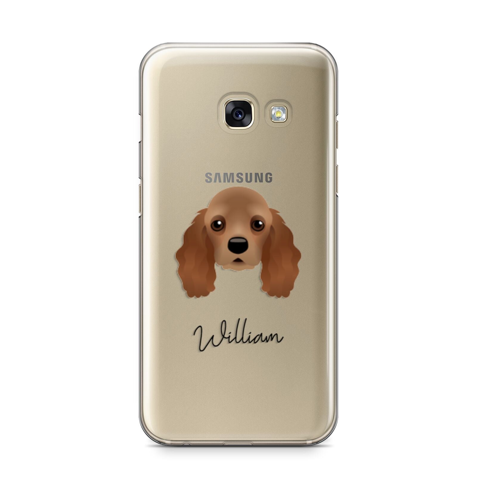 American Cocker Spaniel Personalised Samsung Galaxy A3 2017 Case on gold phone