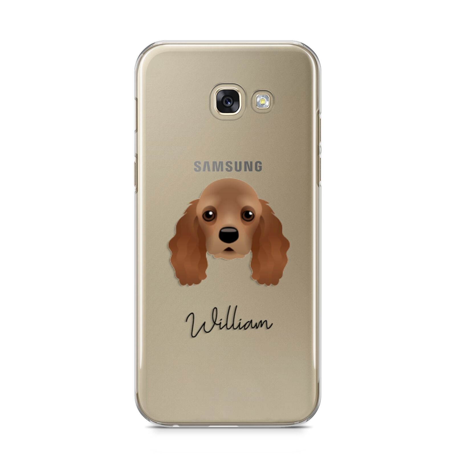 American Cocker Spaniel Personalised Samsung Galaxy A5 2017 Case on gold phone