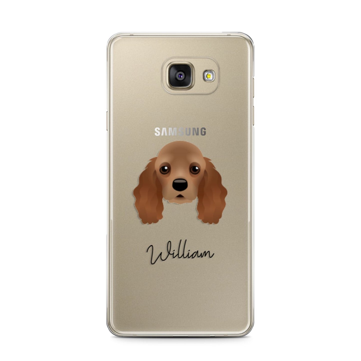 American Cocker Spaniel Personalised Samsung Galaxy A7 2016 Case on gold phone