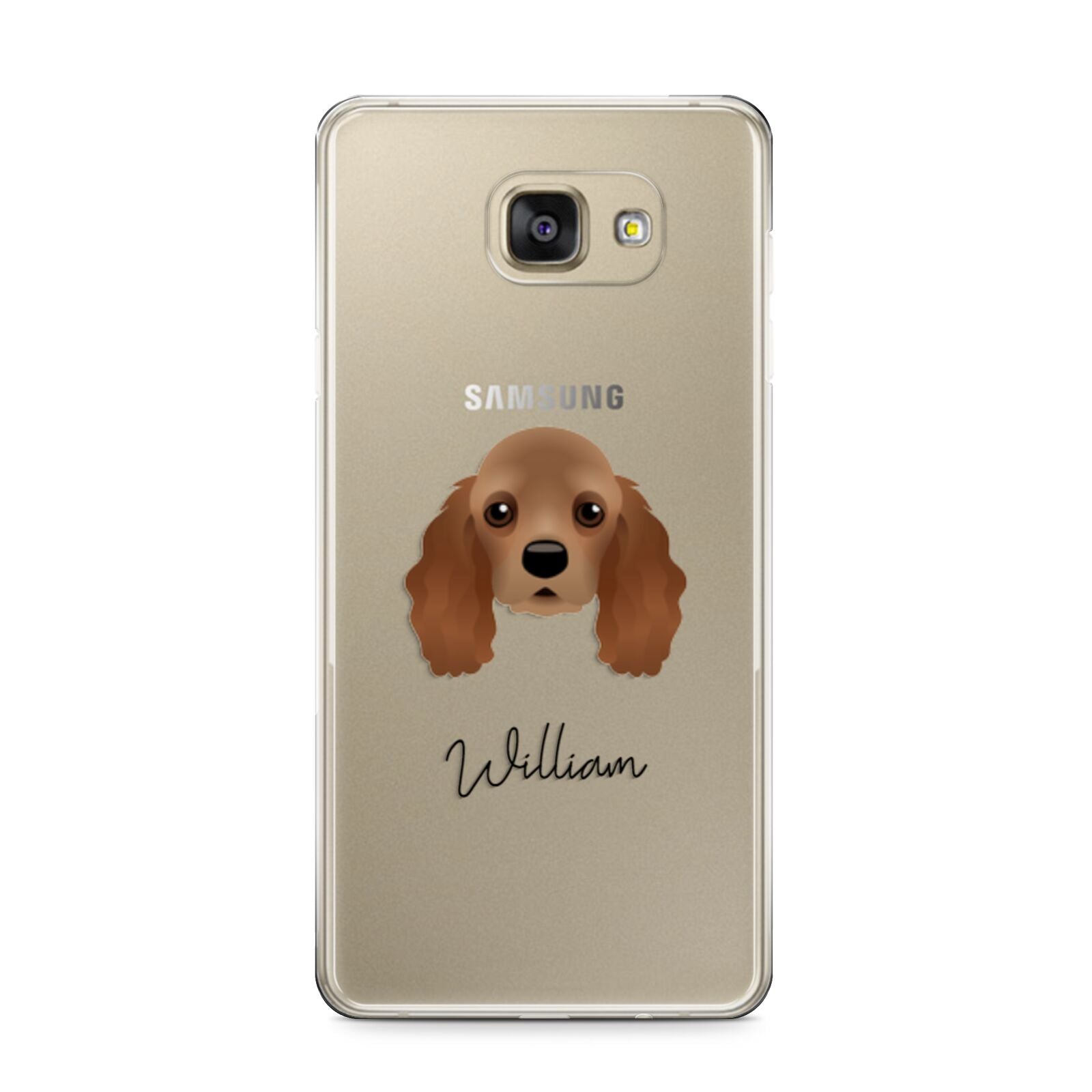 American Cocker Spaniel Personalised Samsung Galaxy A9 2016 Case on gold phone