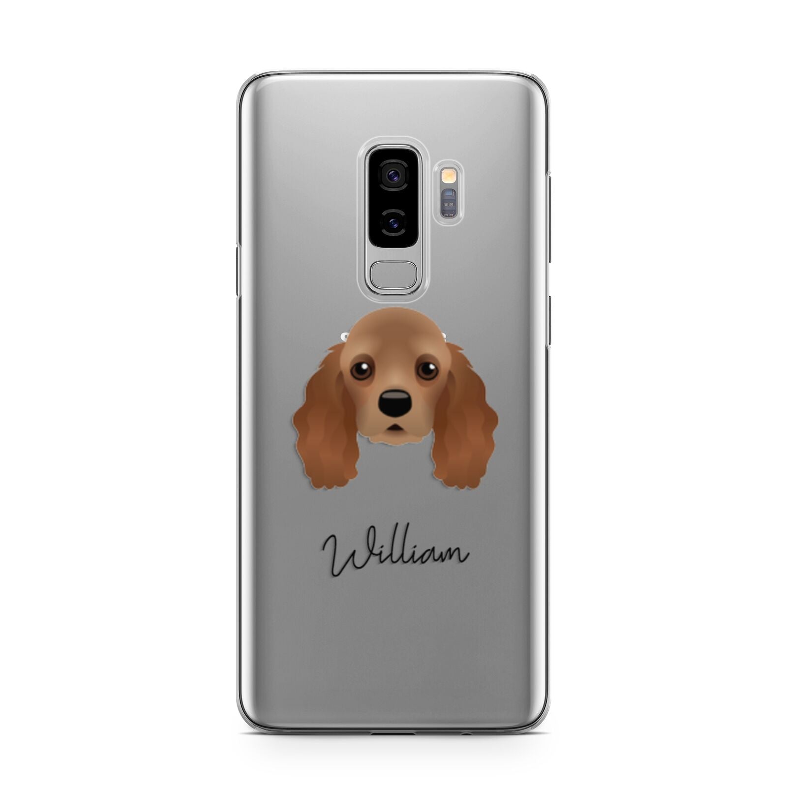 American Cocker Spaniel Personalised Samsung Galaxy S9 Plus Case on Silver phone