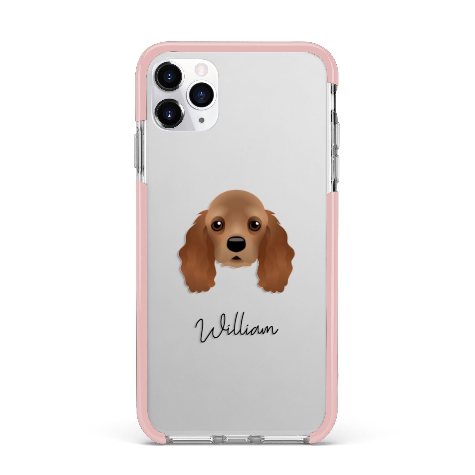 American Cocker Spaniel Personalised iPhone 11 Pro Max Impact Pink Edge Case