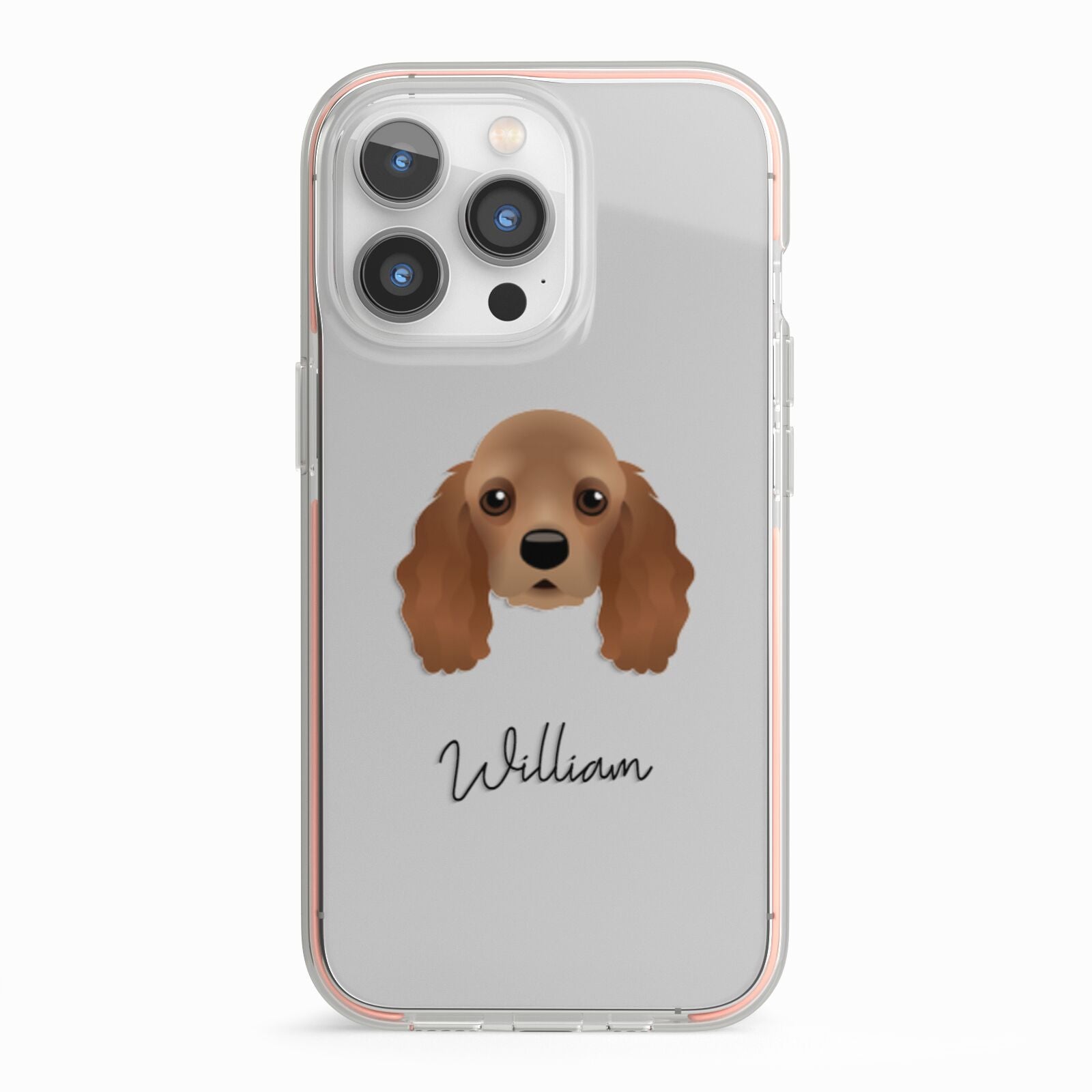 American Cocker Spaniel Personalised iPhone 13 Pro TPU Impact Case with Pink Edges