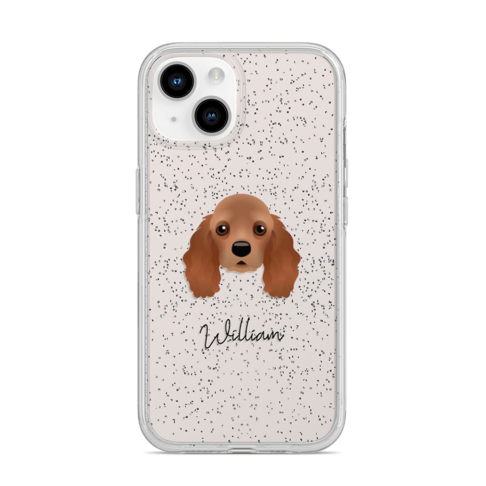 American Cocker Spaniel Personalised iPhone 14 Glitter Tough Case Starlight