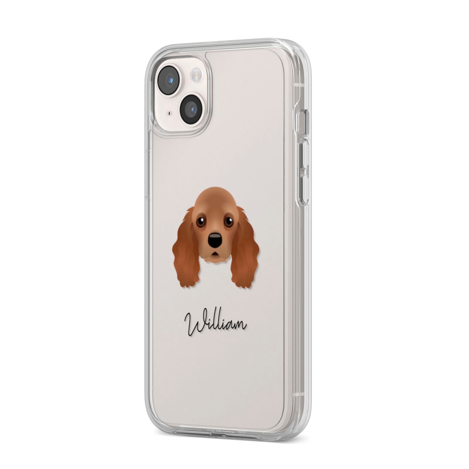 American Cocker Spaniel Personalised iPhone 14 Plus Clear Tough Case Starlight Angled Image