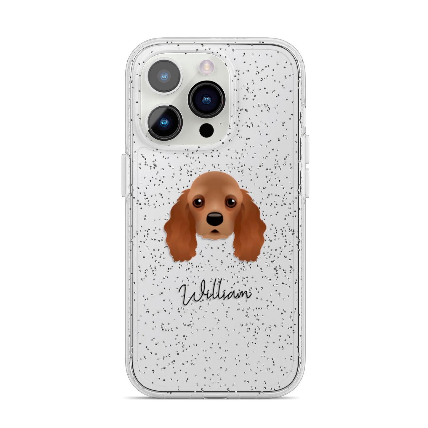 American Cocker Spaniel Personalised iPhone 14 Pro Glitter Tough Case Silver
