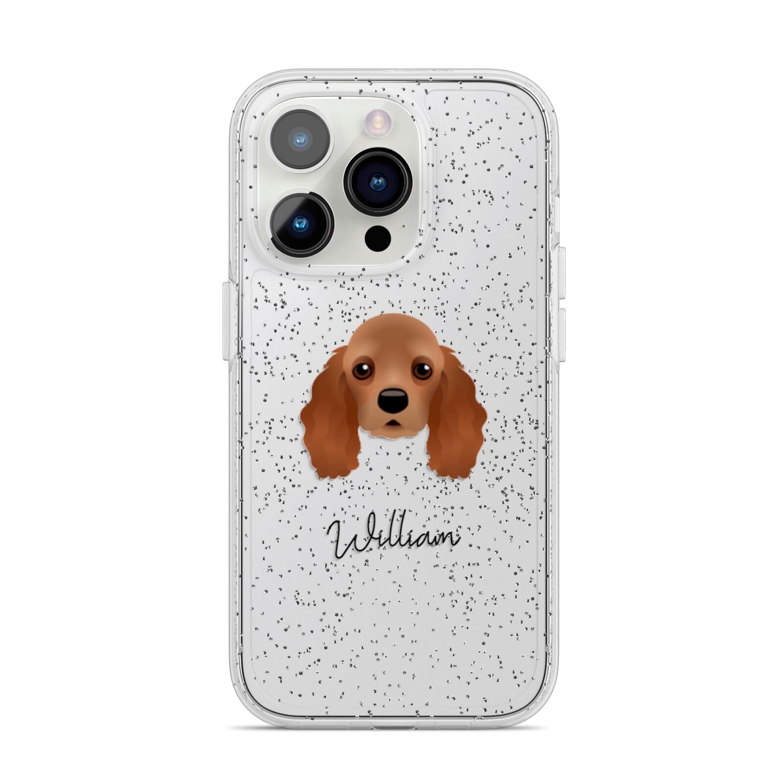 American Cocker Spaniel Personalised iPhone 14 Pro Glitter Tough Case Silver