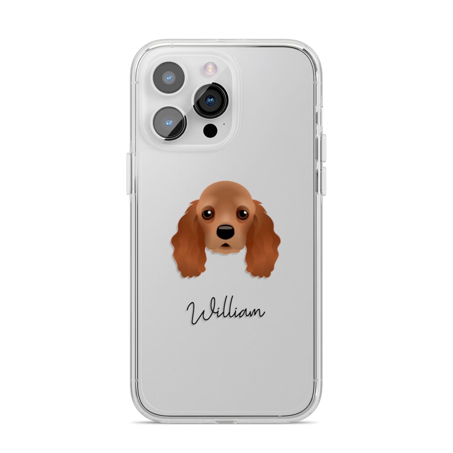 American Cocker Spaniel Personalised iPhone 14 Pro Max Clear Tough Case Silver