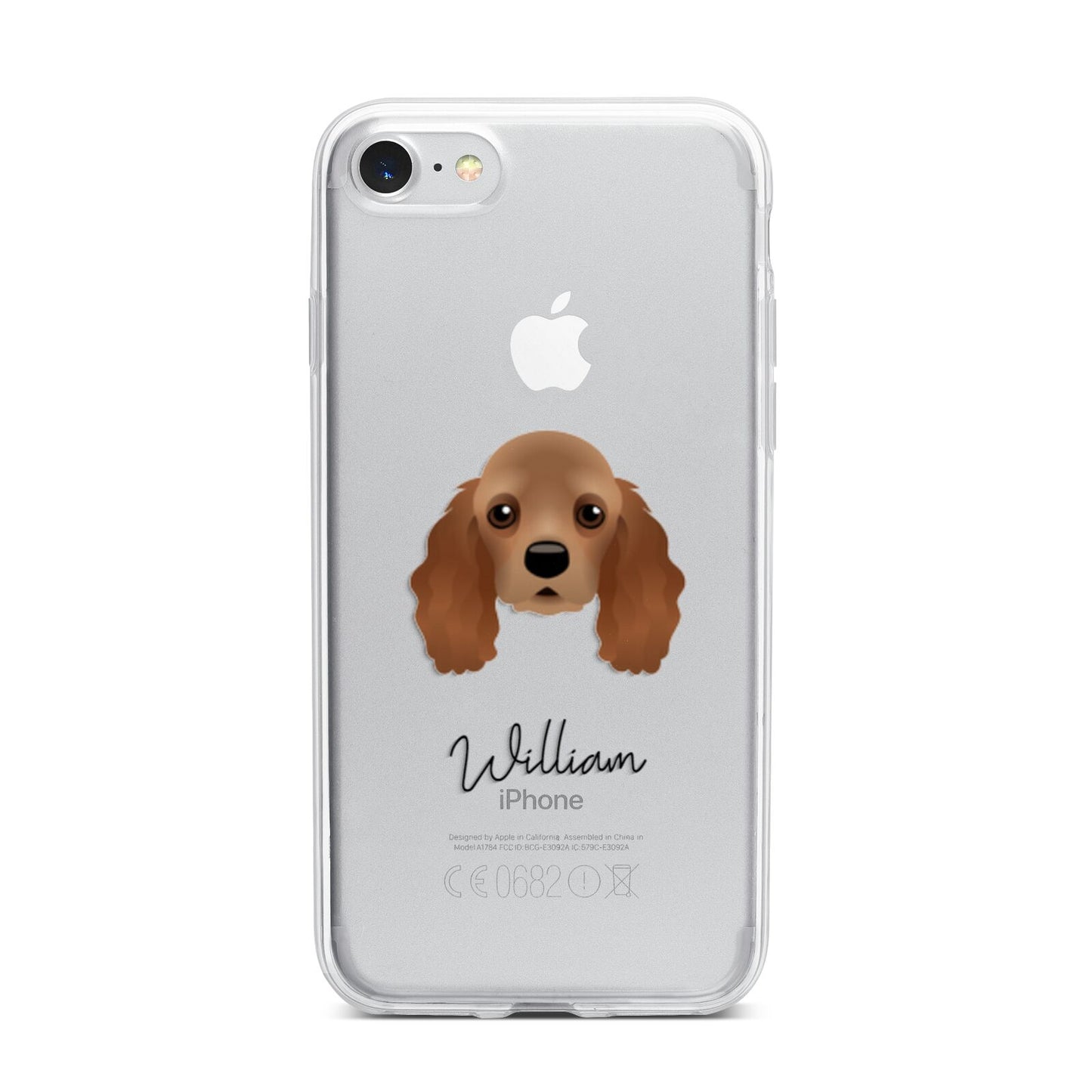 American Cocker Spaniel Personalised iPhone 7 Bumper Case on Silver iPhone